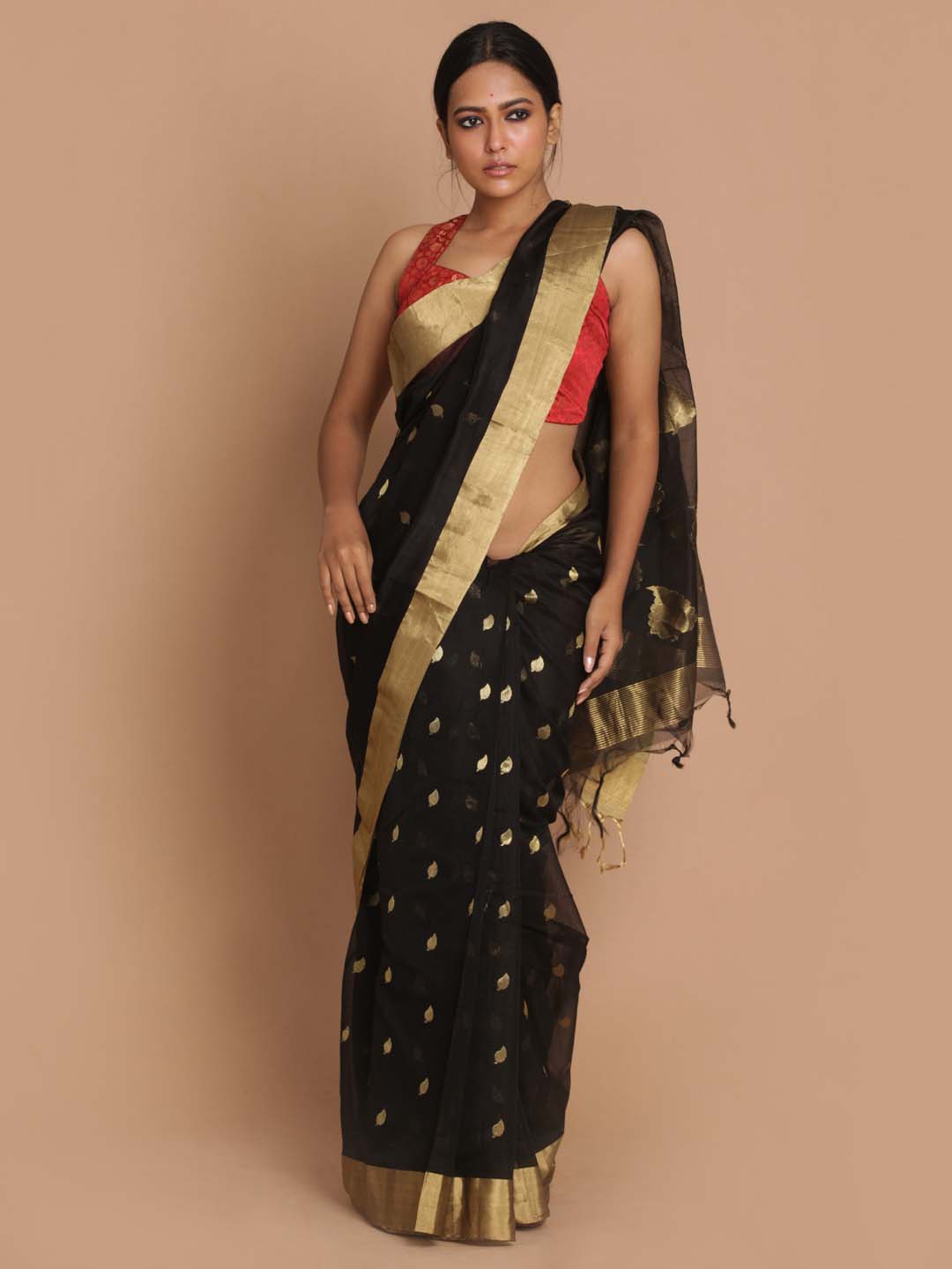 Indethnic Chanderi Handloom Silk Cotton Saree - View 1