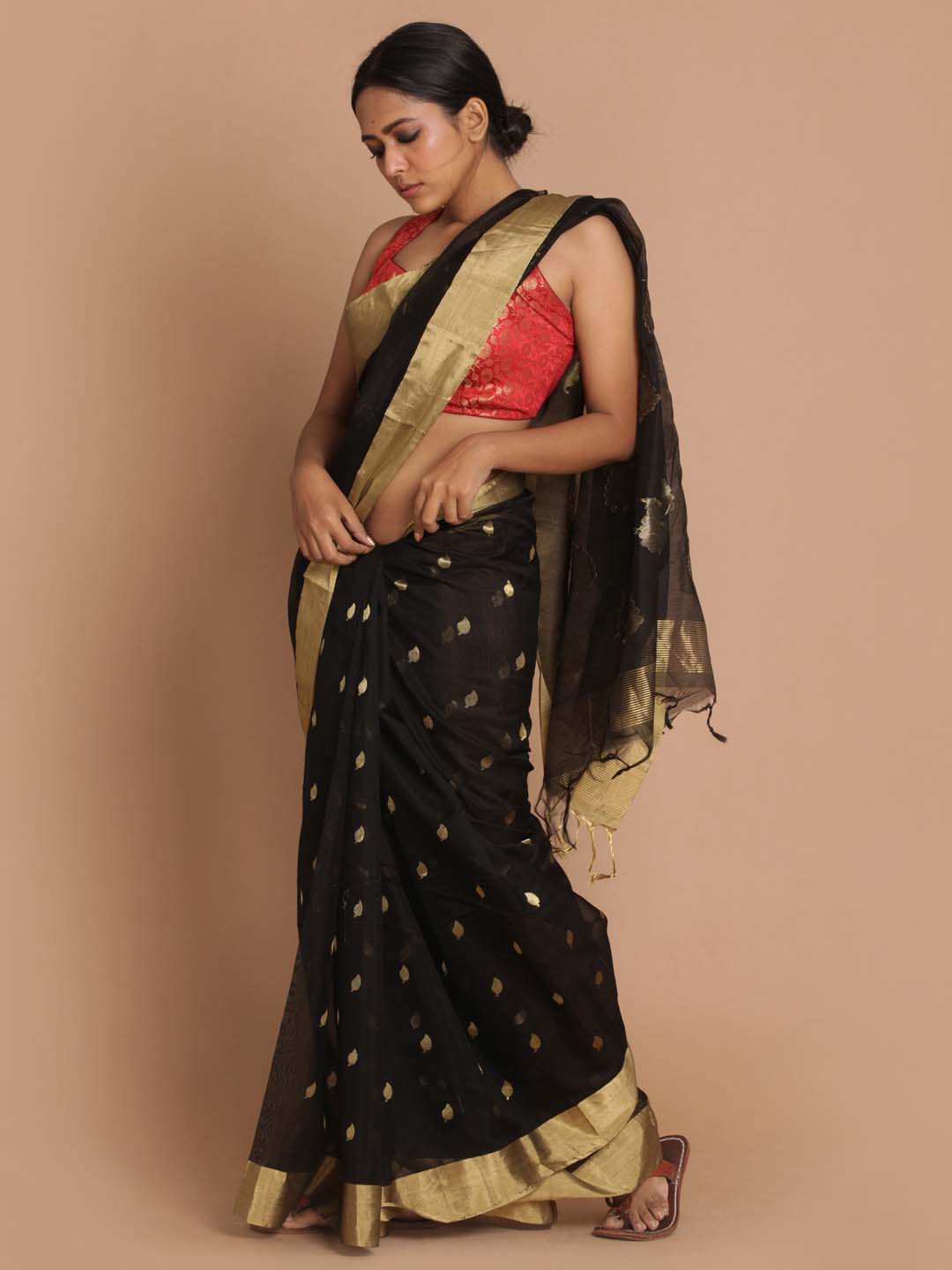 Indethnic Chanderi Handloom Silk Cotton Saree - View 2