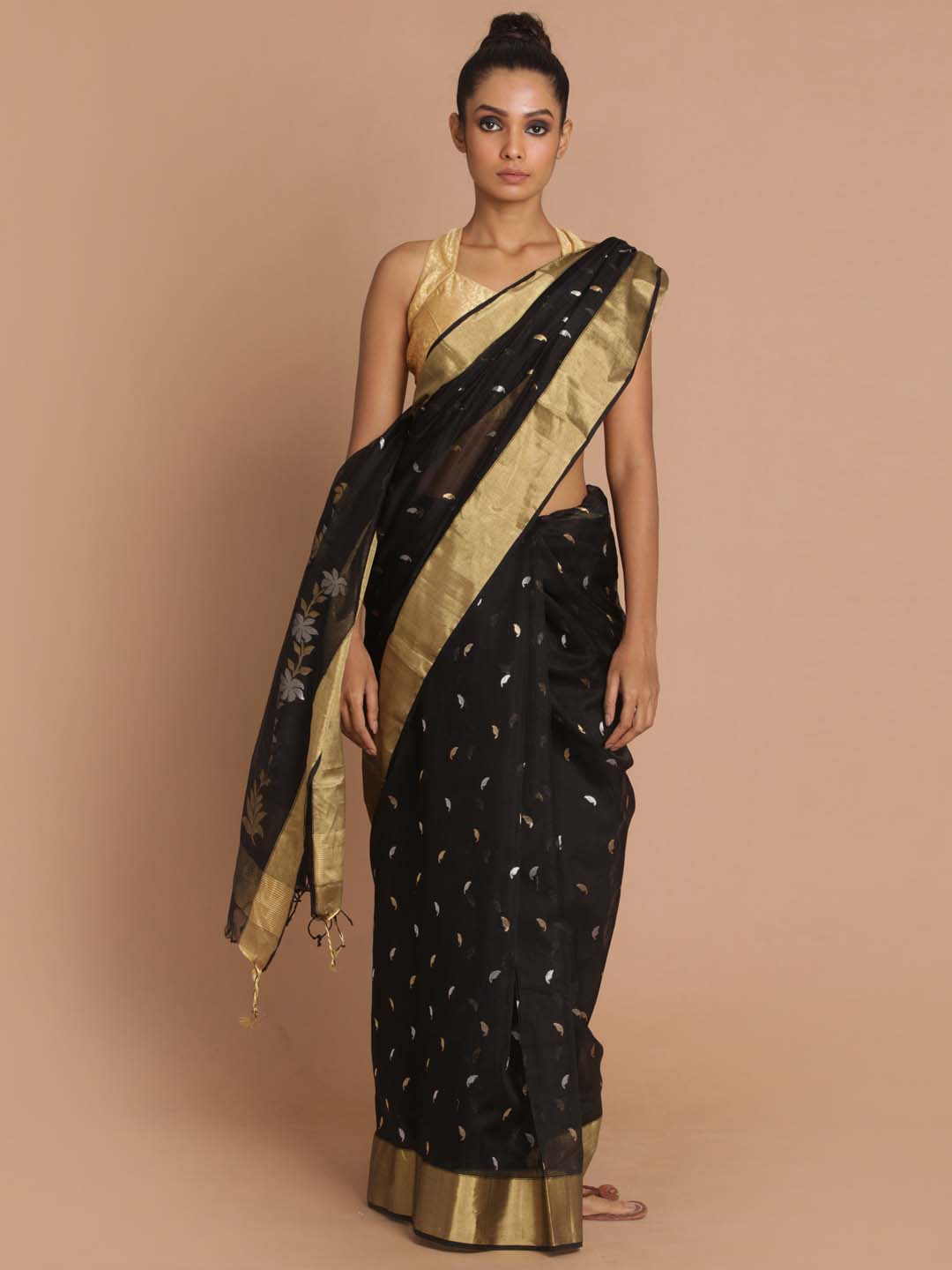 Indethnic Chanderi Handloom Silk Cotton Saree - View 1