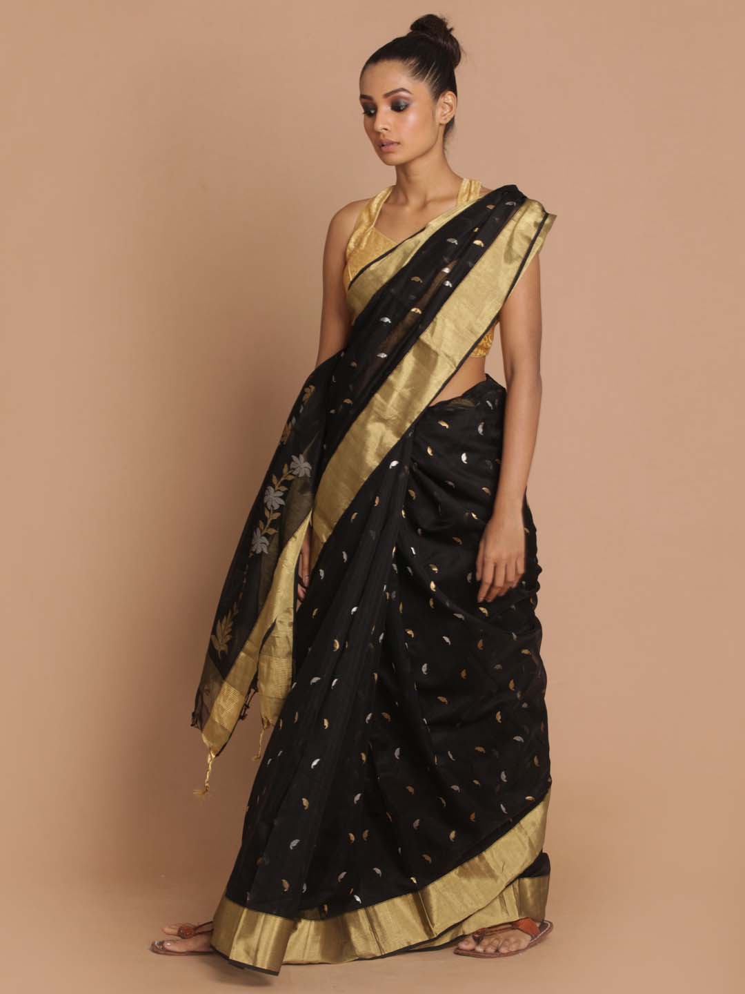 Indethnic Chanderi Handloom Silk Cotton Saree - View 2