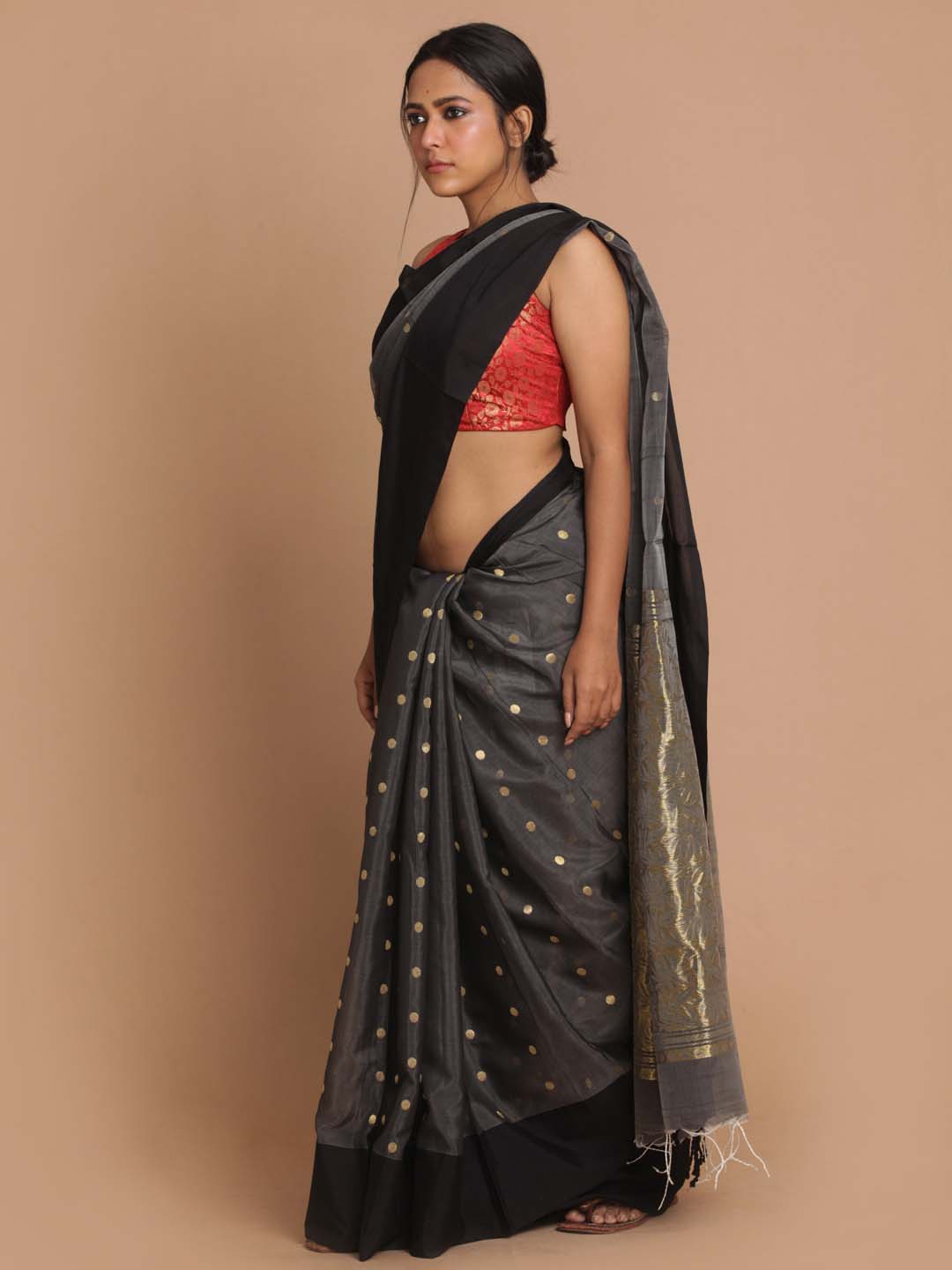 Indethnic Chanderi Handloom Silk Cotton Saree - View 2