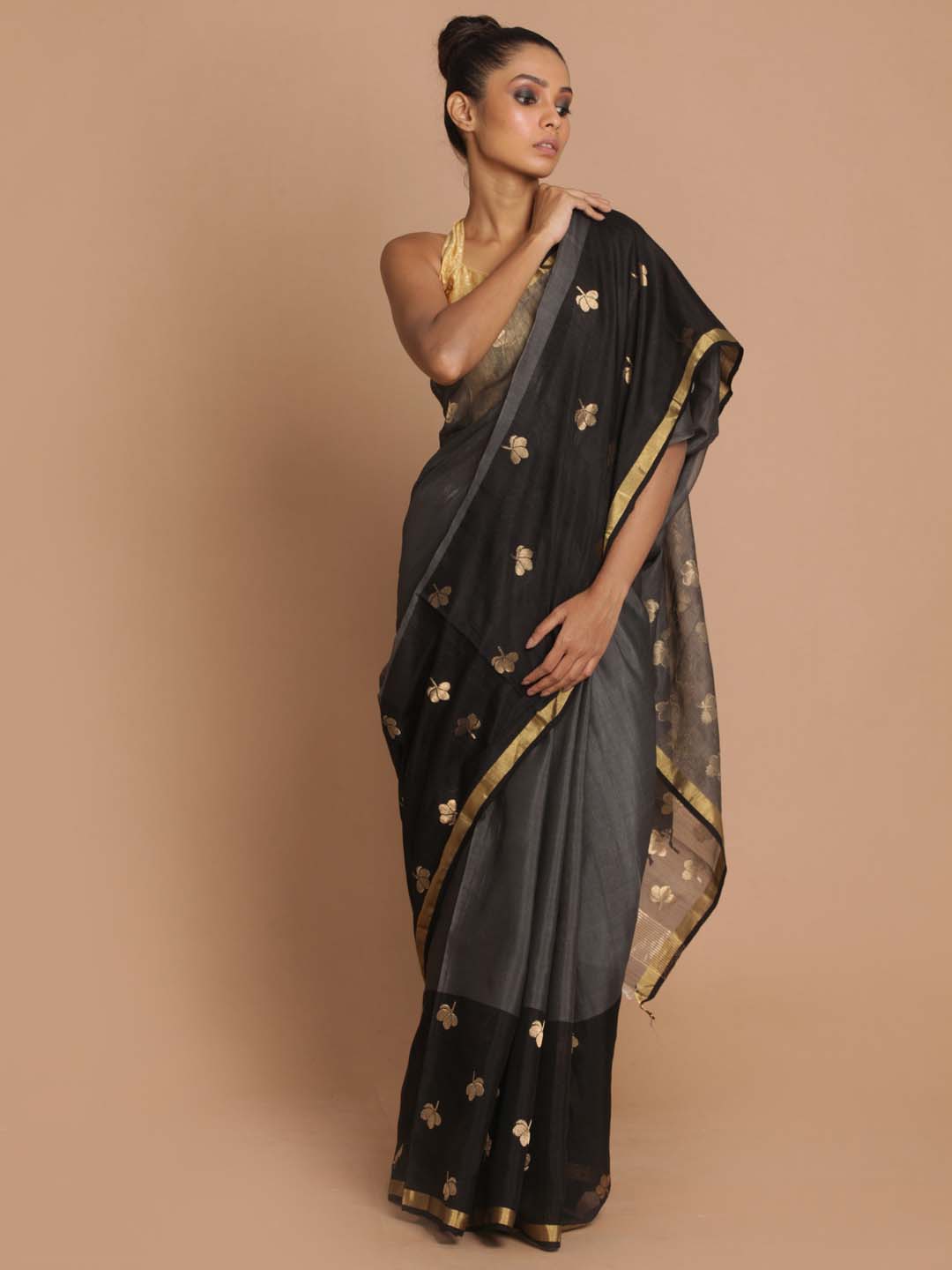 Indethnic Chanderi Handloom Silk Cotton Saree - View 1