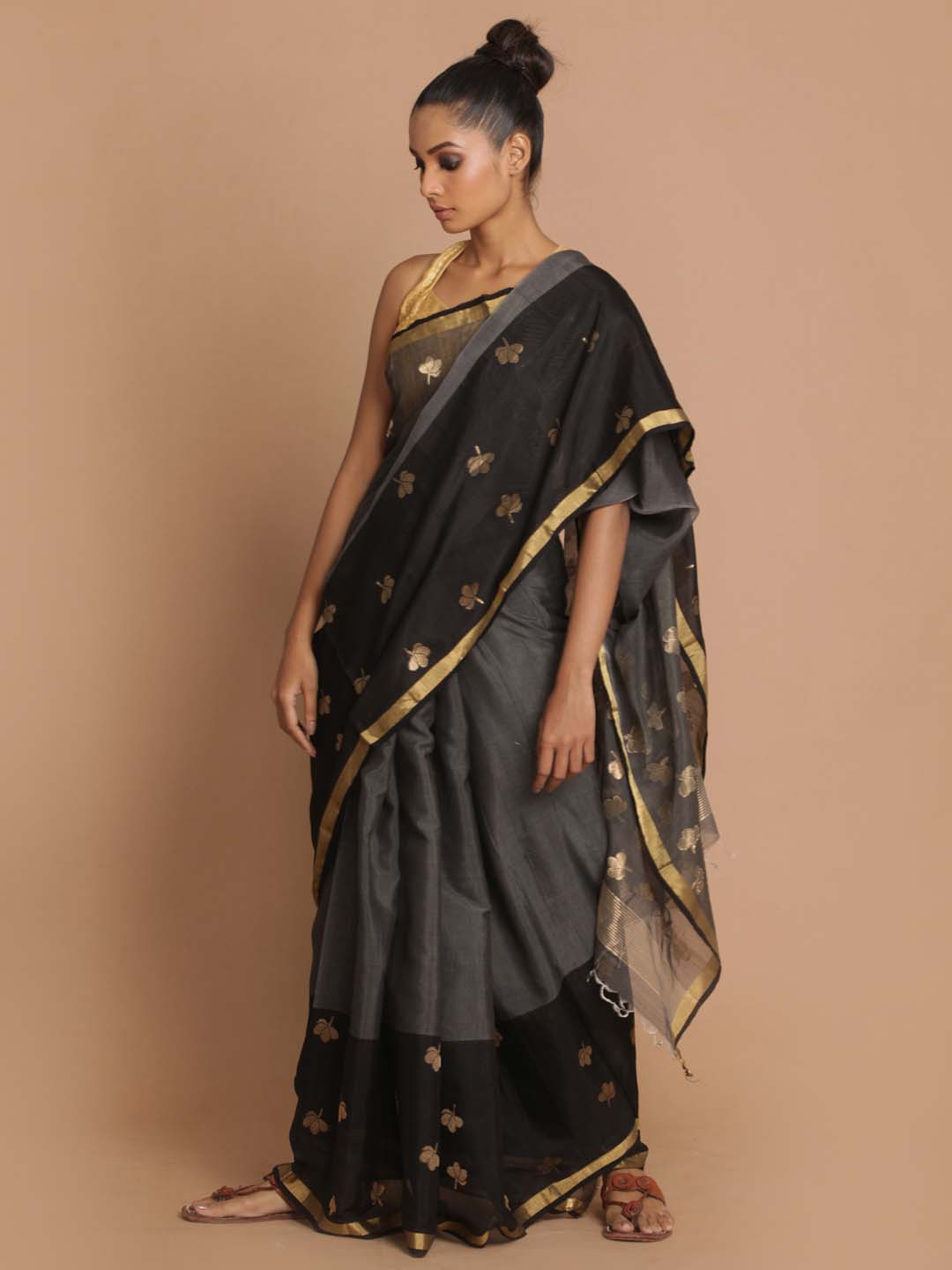 Indethnic Chanderi Handloom Silk Cotton Saree - View 2