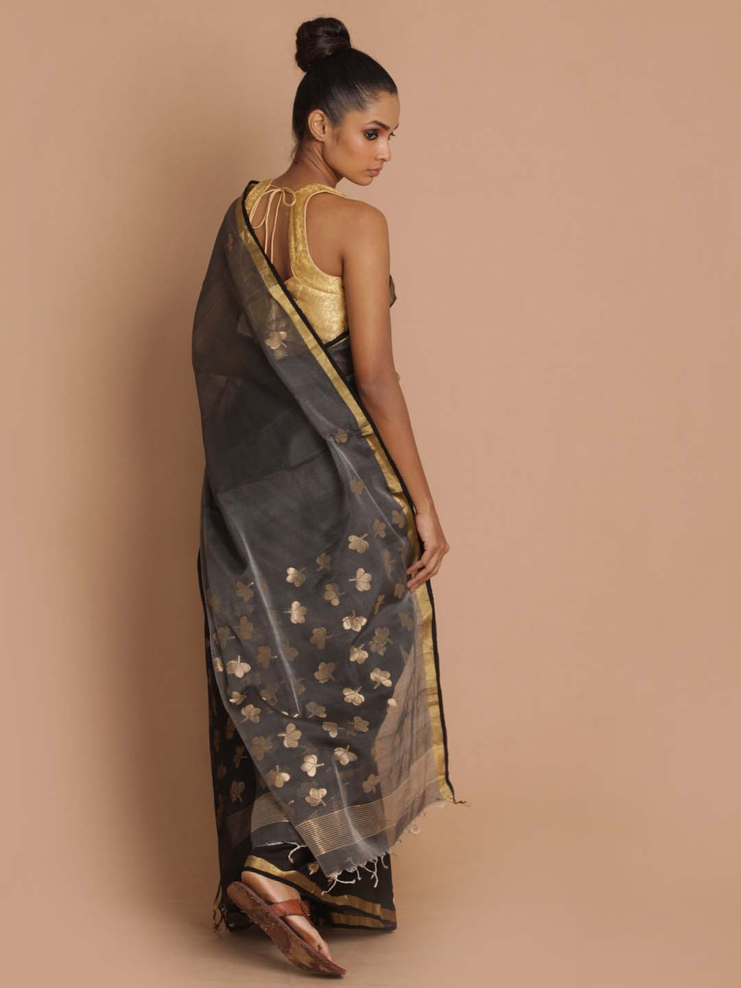 Indethnic Chanderi Handloom Silk Cotton Saree - View 3