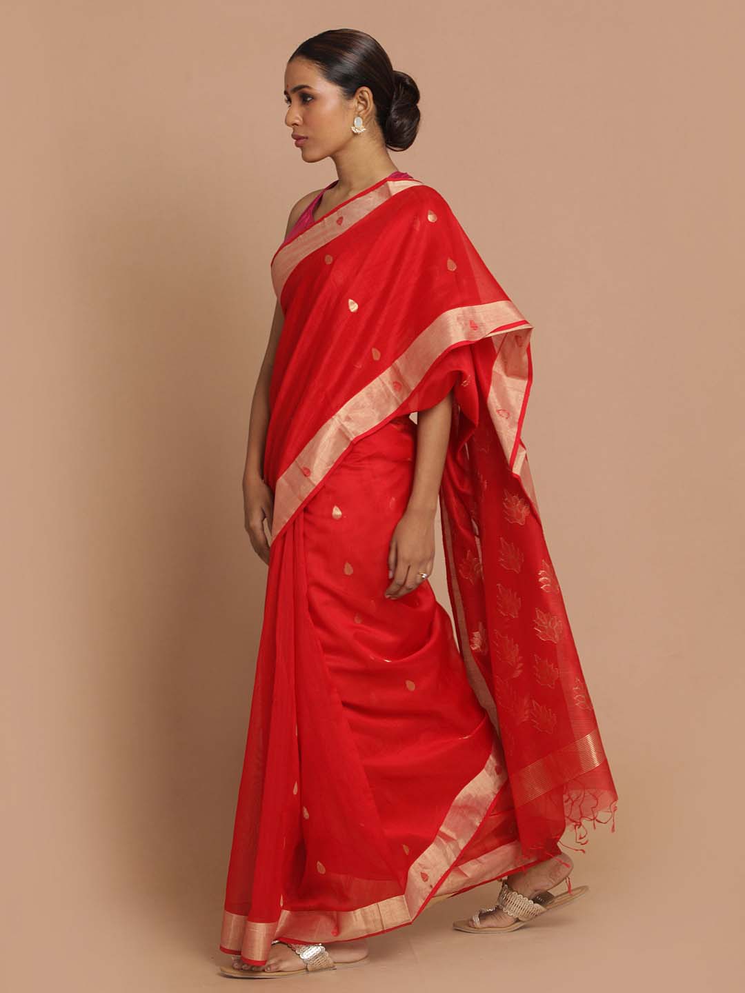 Indethnic Chanderi Handloom Silk Cotton Saree - View 2