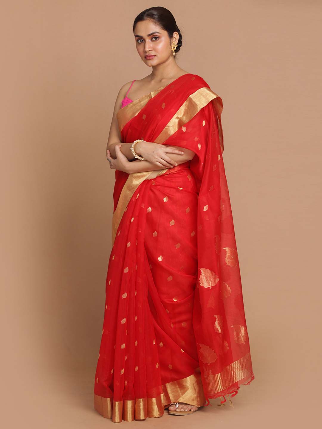 Indethnic Chanderi Handloom Silk Cotton Saree - View 2