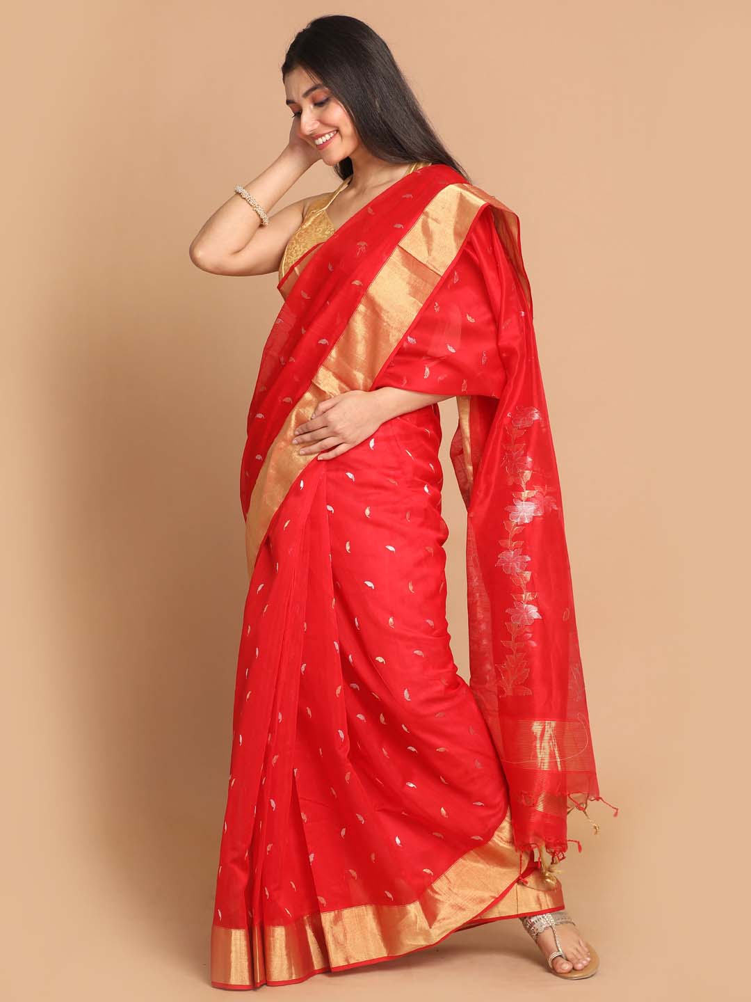 Indethnic Chanderi Handloom Silk Cotton Saree - View 2