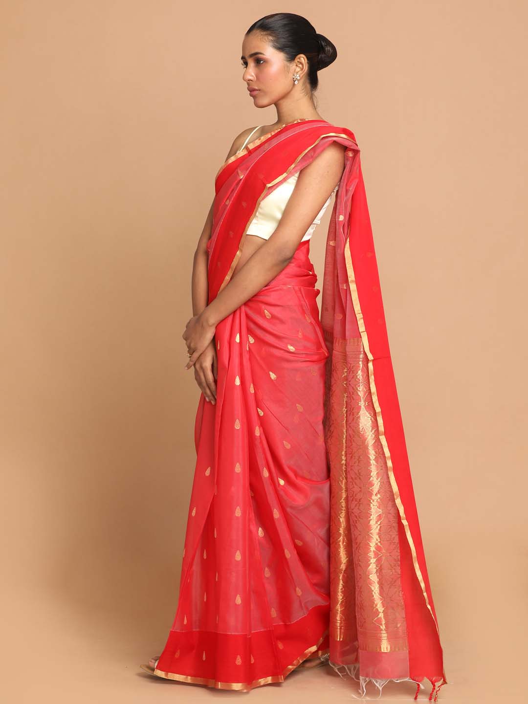 Indethnic Chanderi Handloom Silk Cotton Saree - View 2