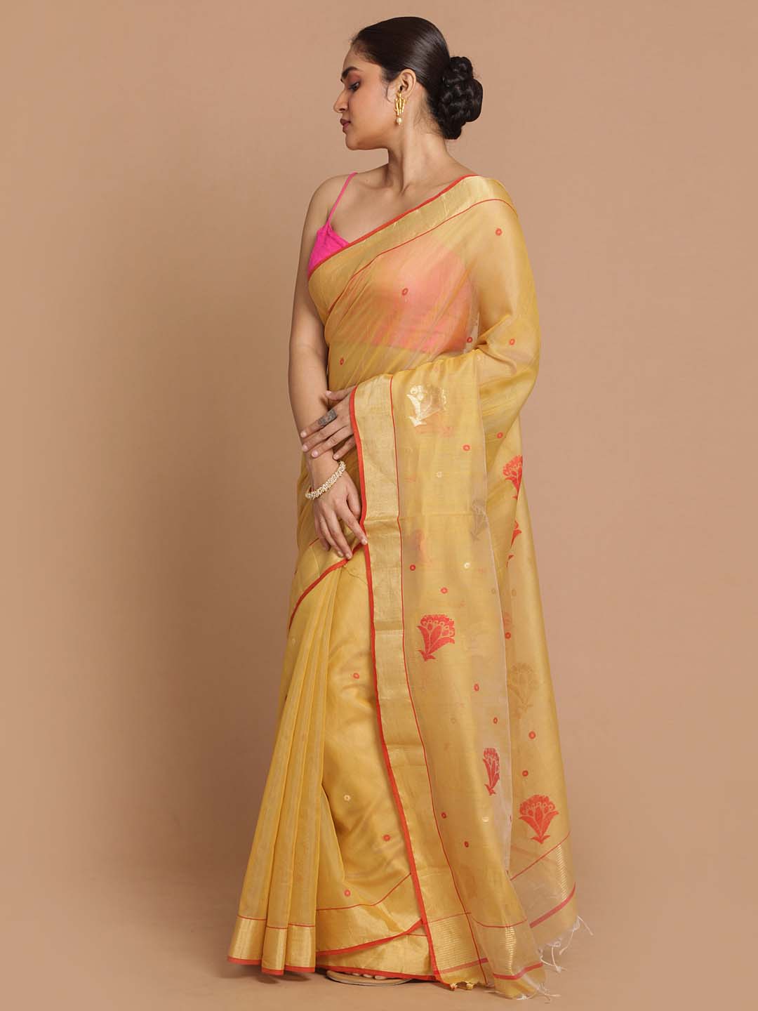 Indethnic Chanderi Handloom Silk Cotton Saree - View 2