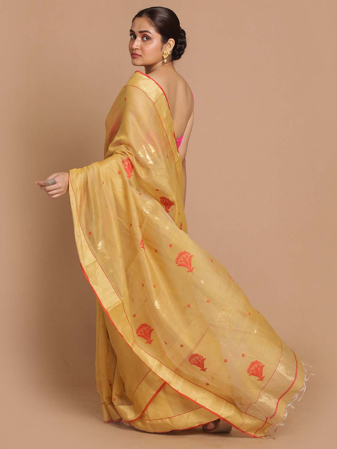 Indethnic Chanderi Handloom Silk Cotton Saree - View 3