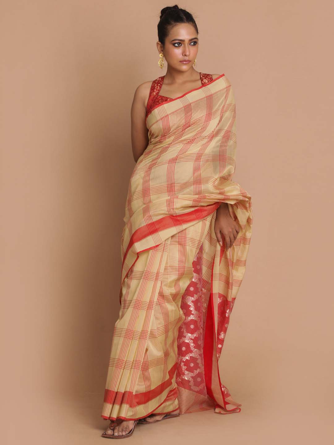 Indethnic Chanderi Handloom Silk Cotton Saree - View 1