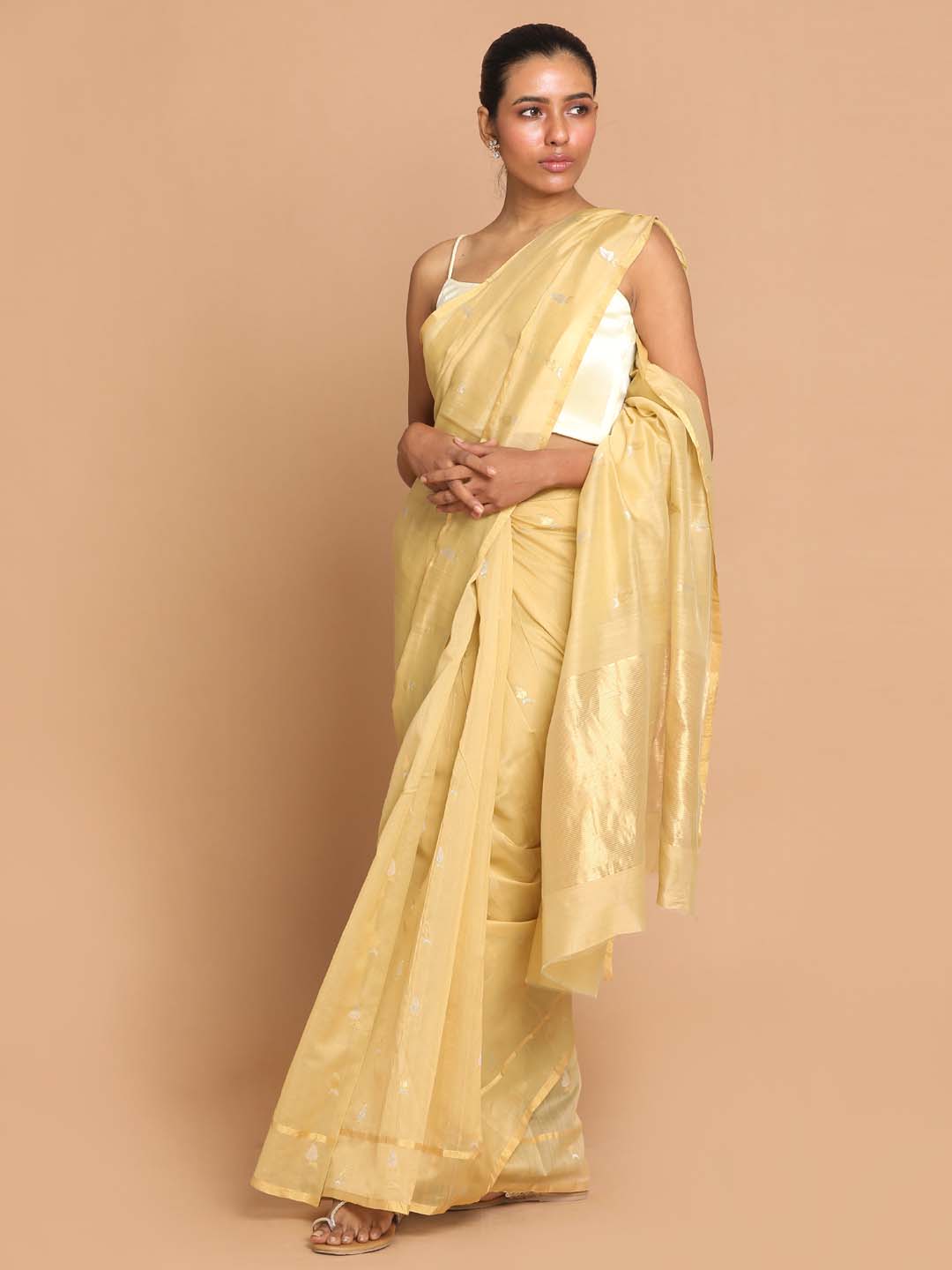 Indethnic Chanderi Handloom Silk Cotton Saree - View 1