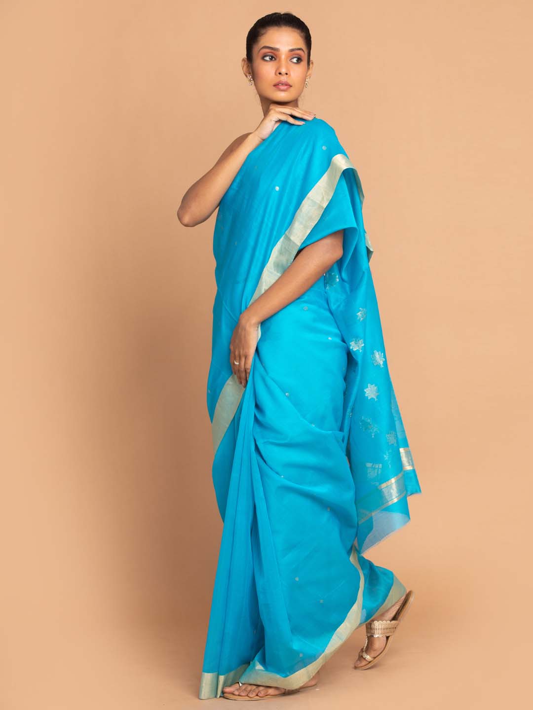 Indethnic Chanderi Handloom Silk Cotton Saree - View 2