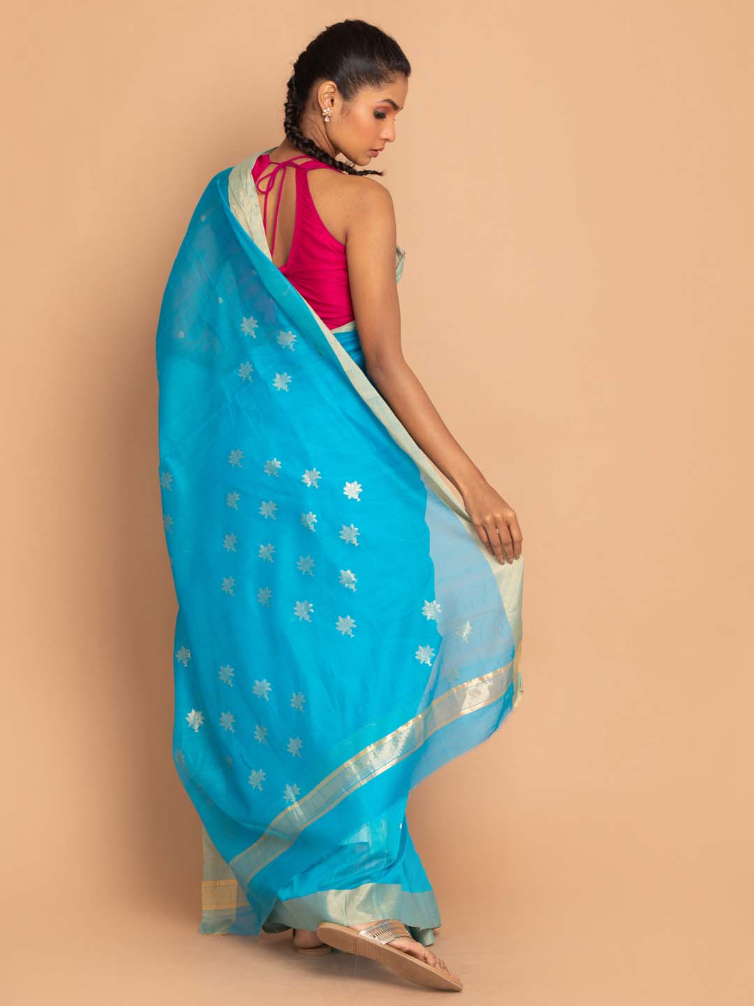 Indethnic Chanderi Handloom Silk Cotton Saree - View 3