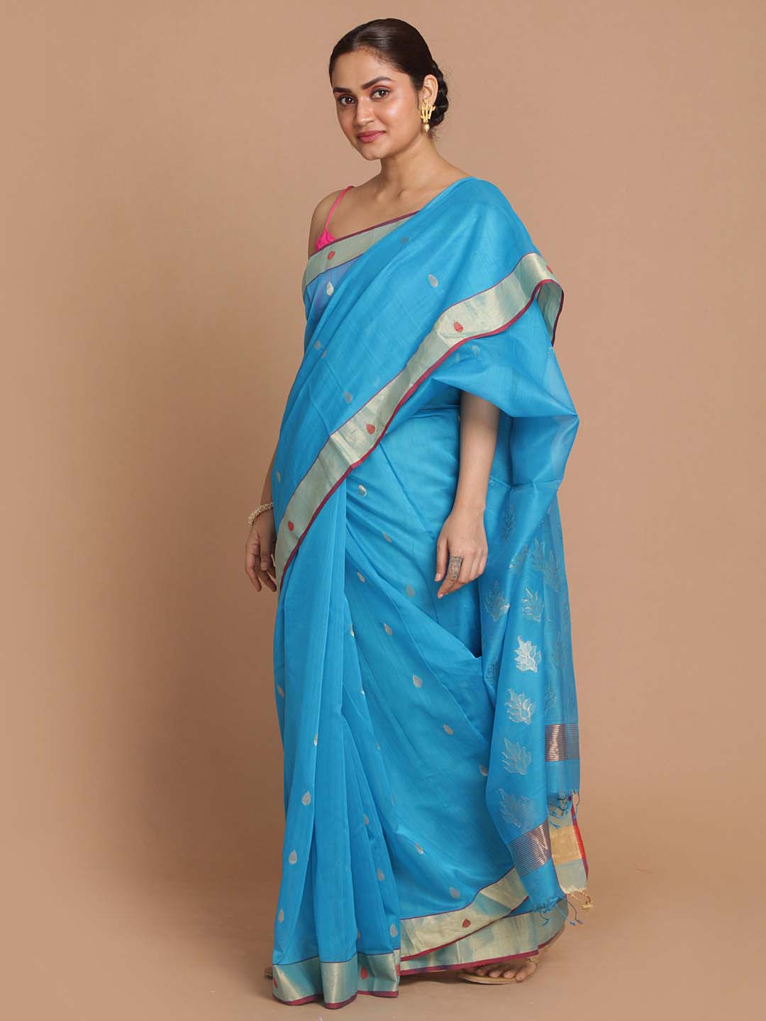 Indethnic Chanderi Handloom Silk Cotton Saree - View 2