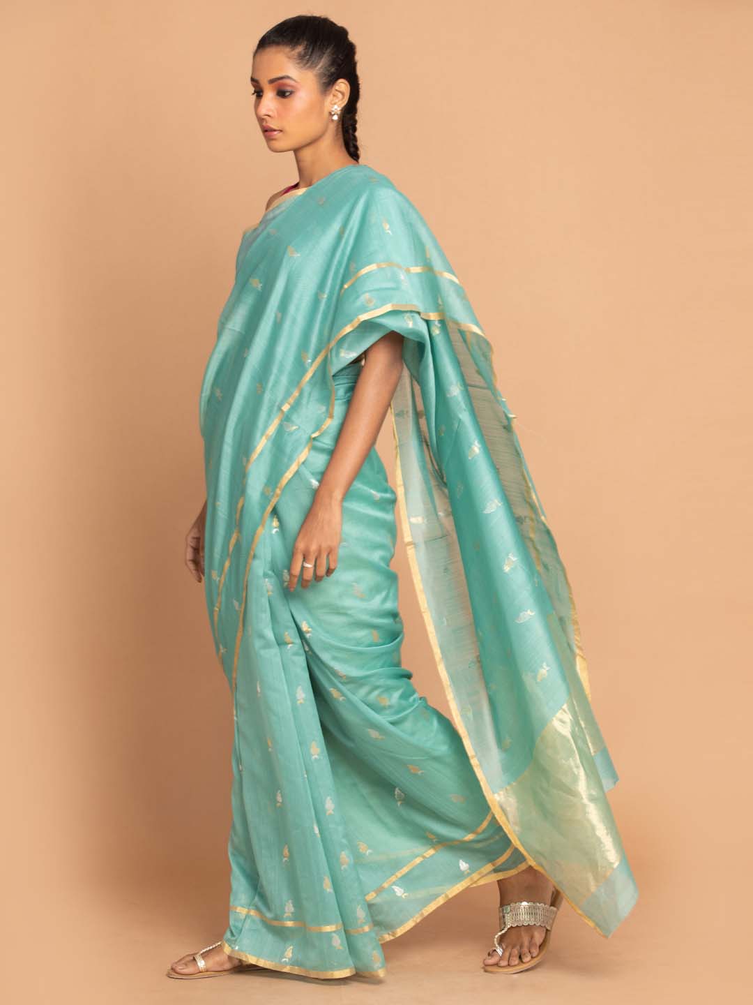 Indethnic Chanderi Handloom Silk Cotton Saree - View 2