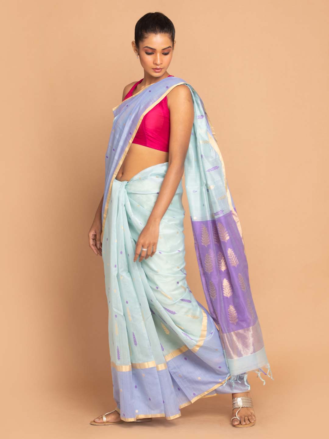 Indethnic Chanderi Handloom Silk Cotton Saree - View 2