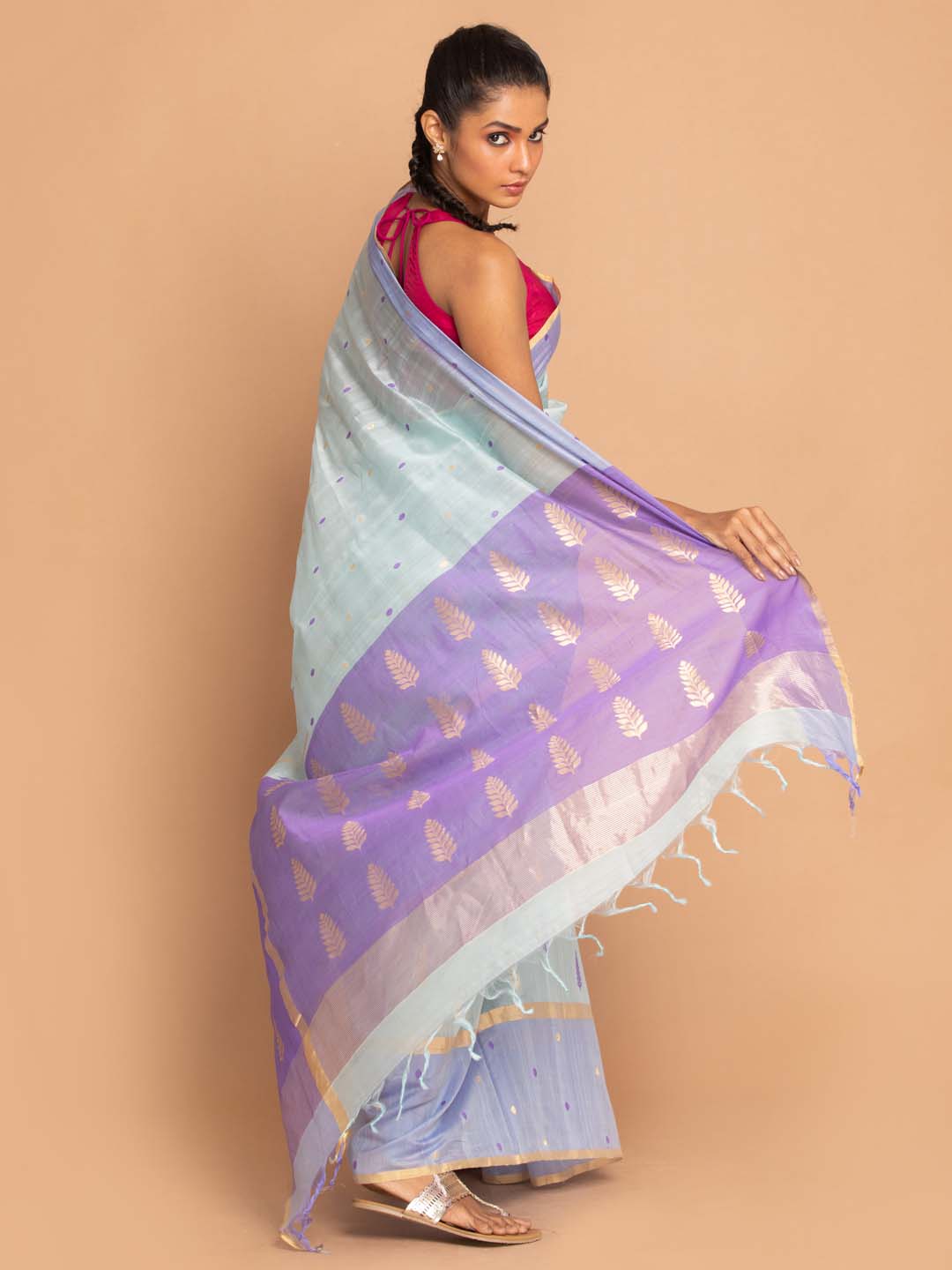 Indethnic Chanderi Handloom Silk Cotton Saree - View 3