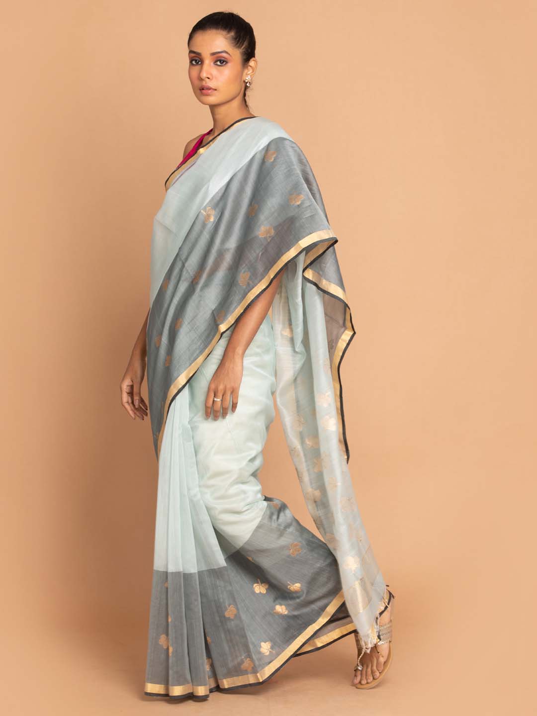 Indethnic Chanderi Handloom Silk Cotton Saree - View 2