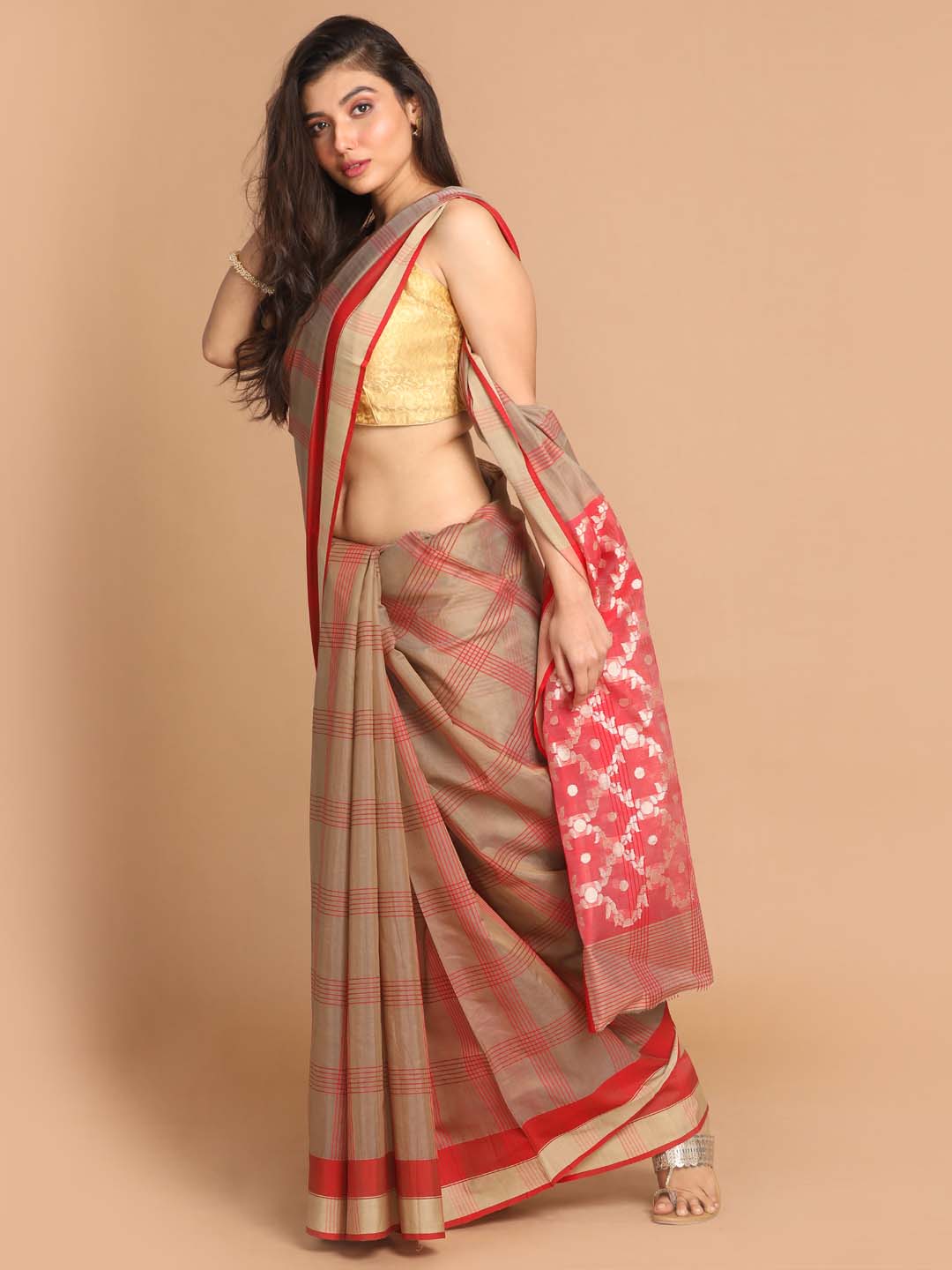 Indethnic Chanderi Handloom Silk Cotton Saree - View 2