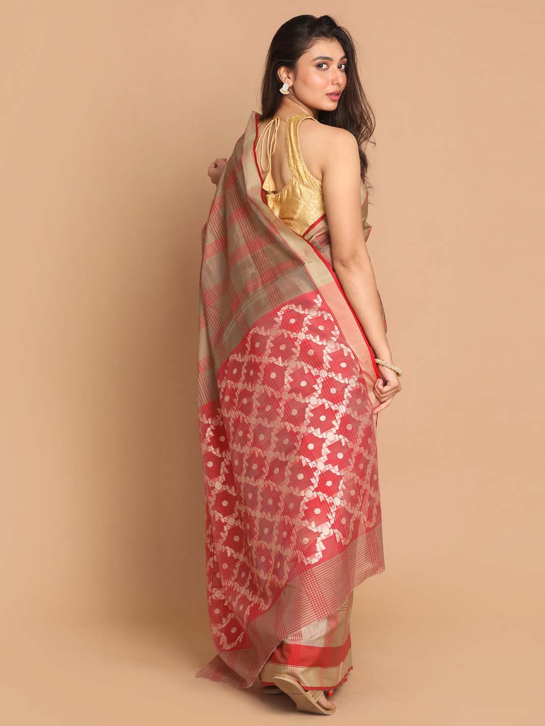 Indethnic Chanderi Handloom Silk Cotton Saree - View 3