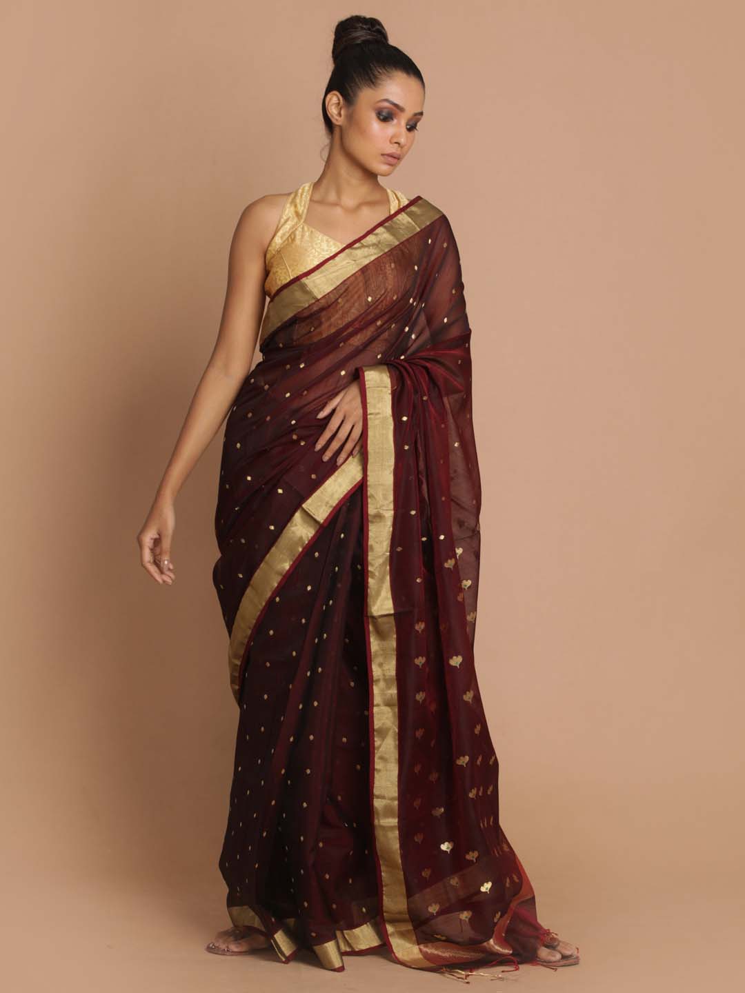 Indethnic Chanderi Handloom Silk Cotton Saree - View 1