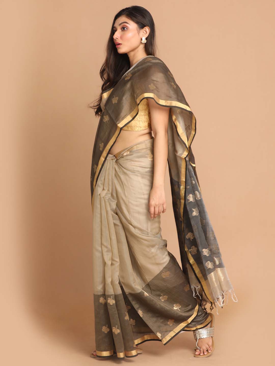 Indethnic Chanderi Handloom Silk Cotton Saree - View 3