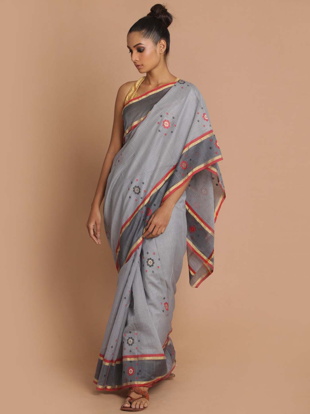 Indethnic Chanderi Handloom Silk Cotton Saree - View 1