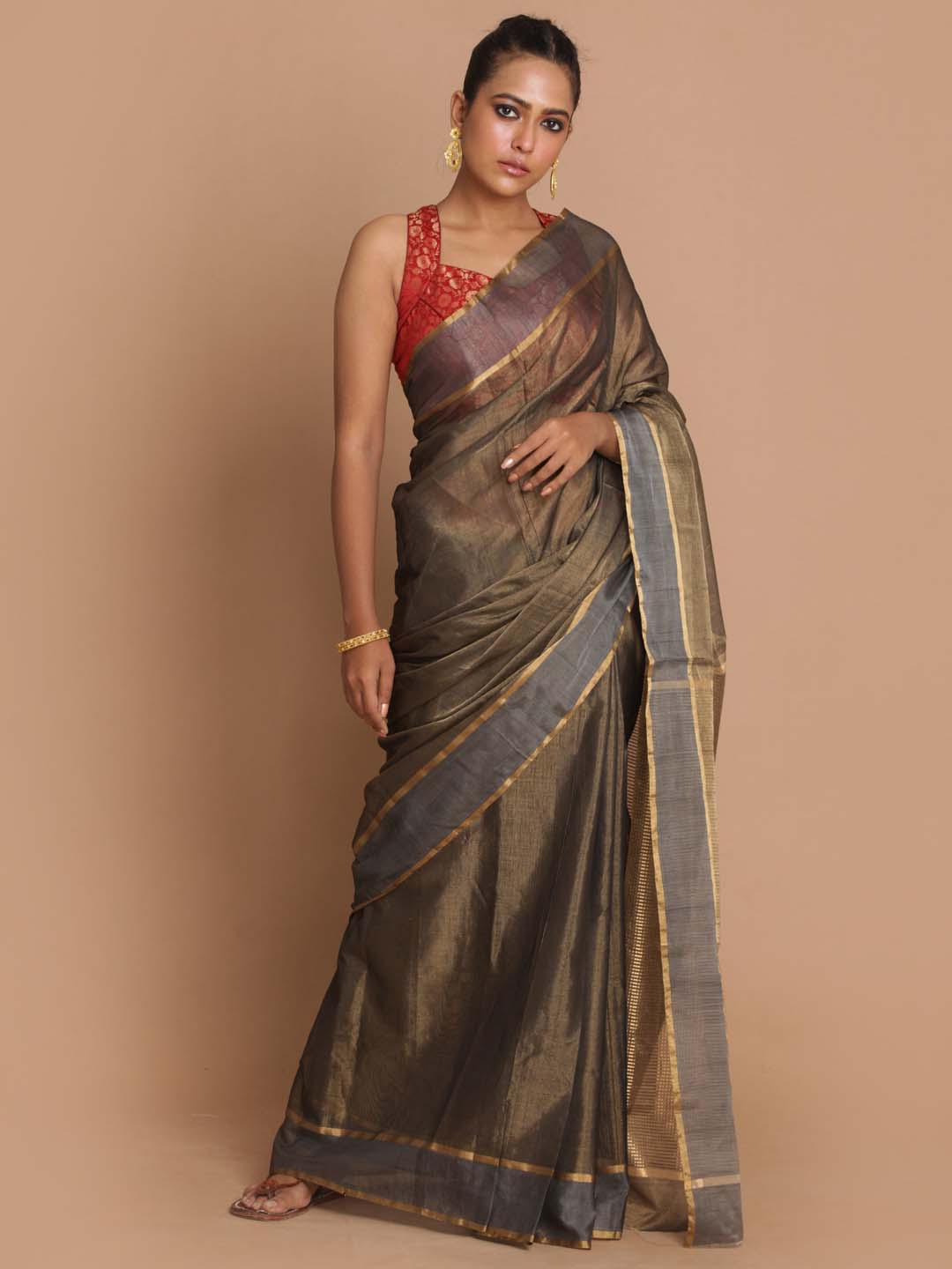 Indethnic Chanderi Handloom Silk Cotton Saree - View 1