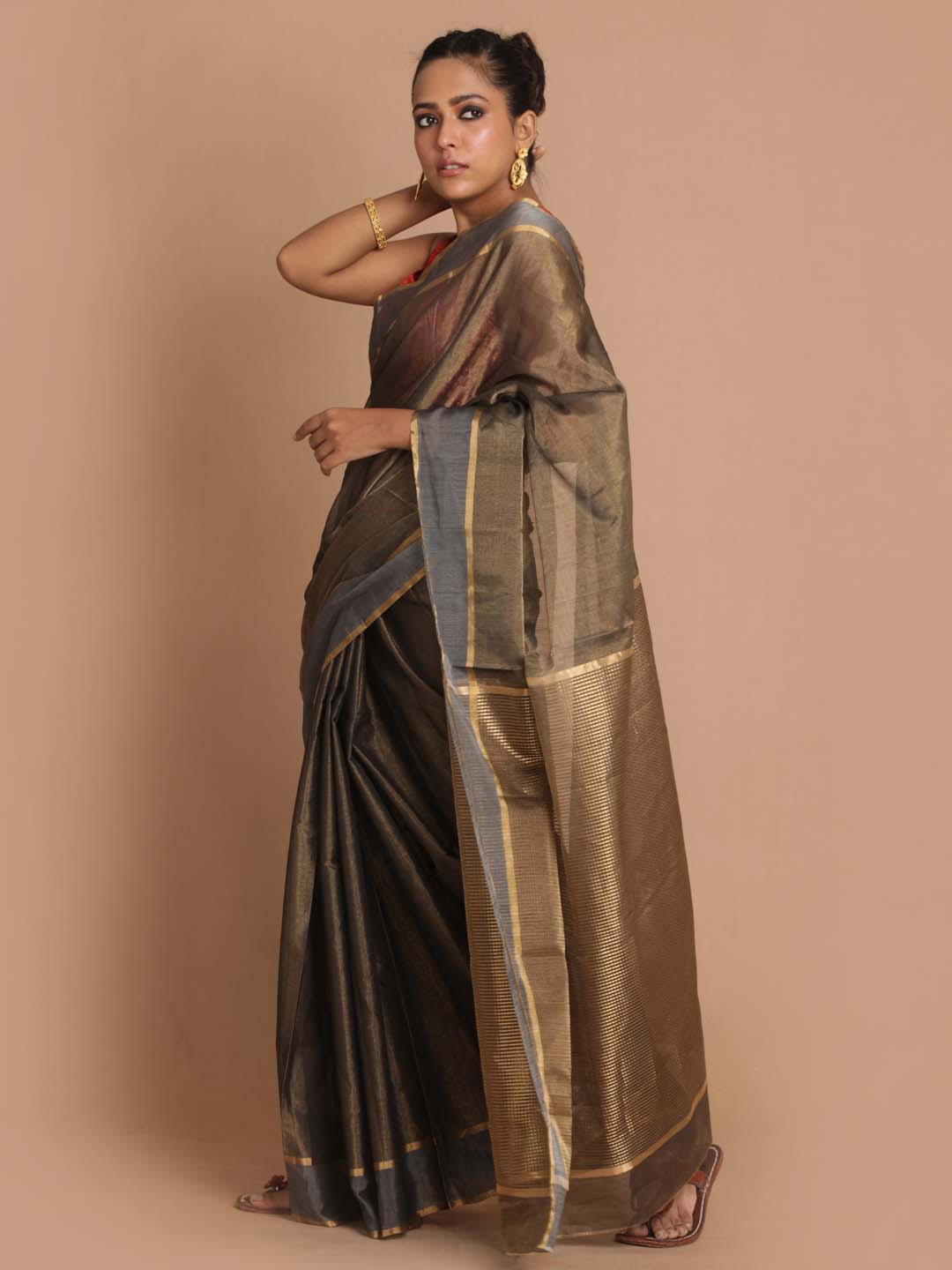 Indethnic Chanderi Handloom Silk Cotton Saree - View 2