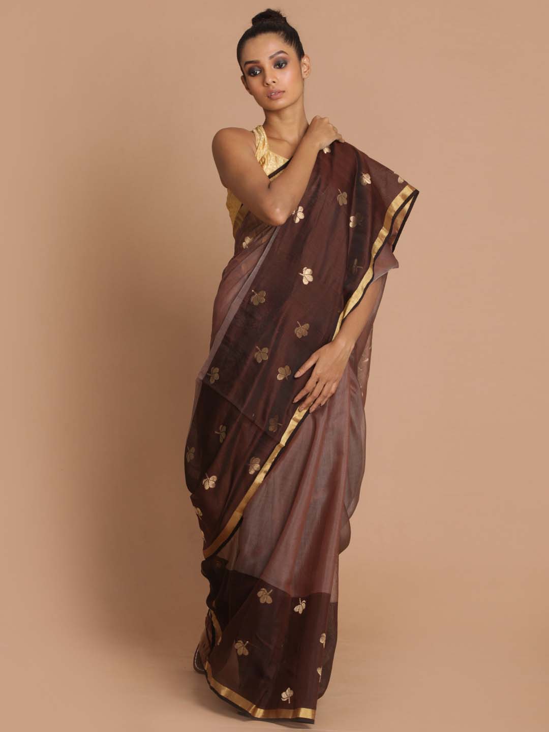 Indethnic Chanderi Handloom Silk Cotton Saree - View 1