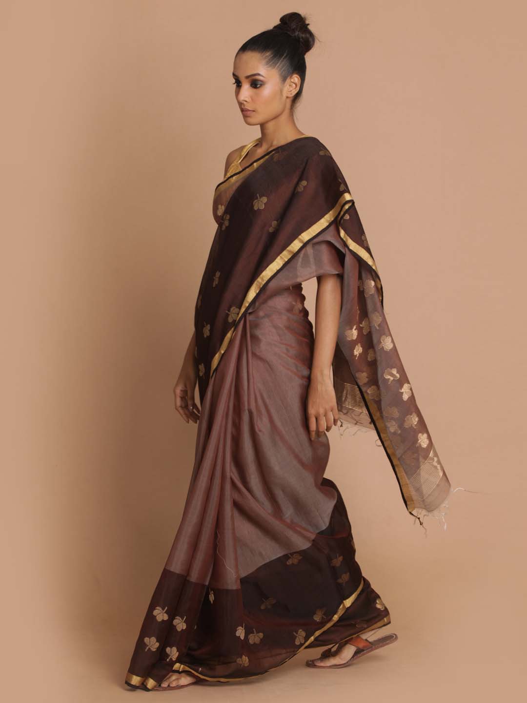 Indethnic Chanderi Handloom Silk Cotton Saree - View 2