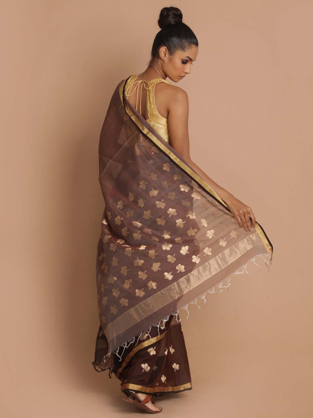 Indethnic Chanderi Handloom Silk Cotton Saree - View 3