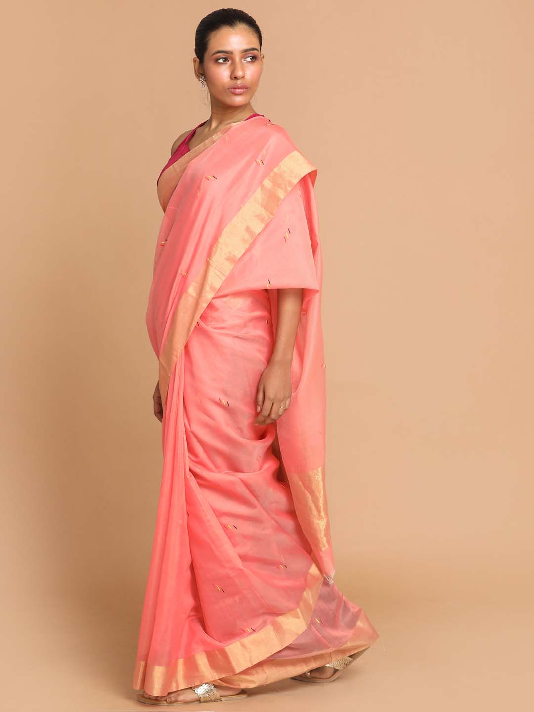 Indethnic Chanderi Handloom Silk Cotton Saree - View 2