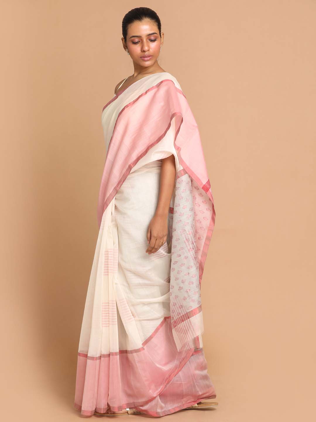 Indethnic Chanderi Handloom Silk Cotton Saree - View 2