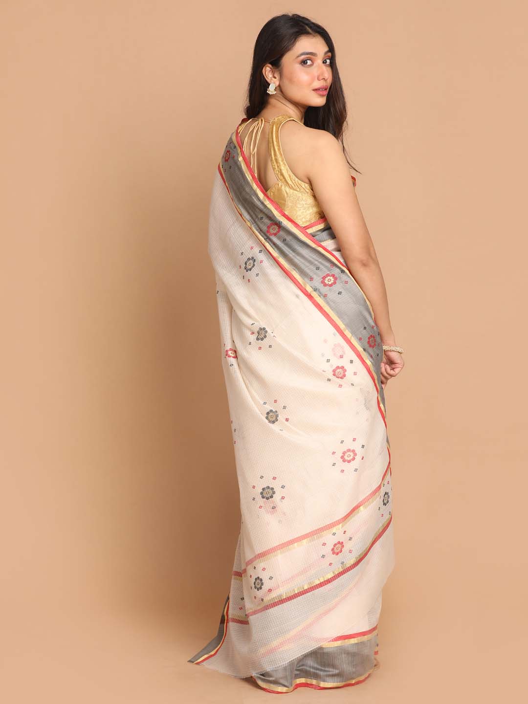 Indethnic Chanderi Handloom Silk Cotton Saree - View 3