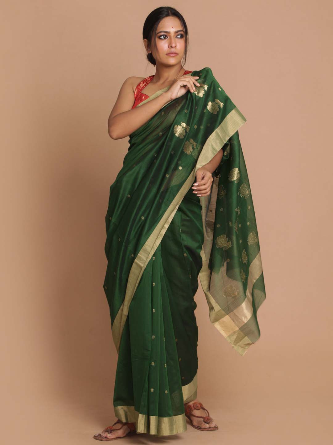 Indethnic Chanderi Handloom Silk Cotton Saree - View 1