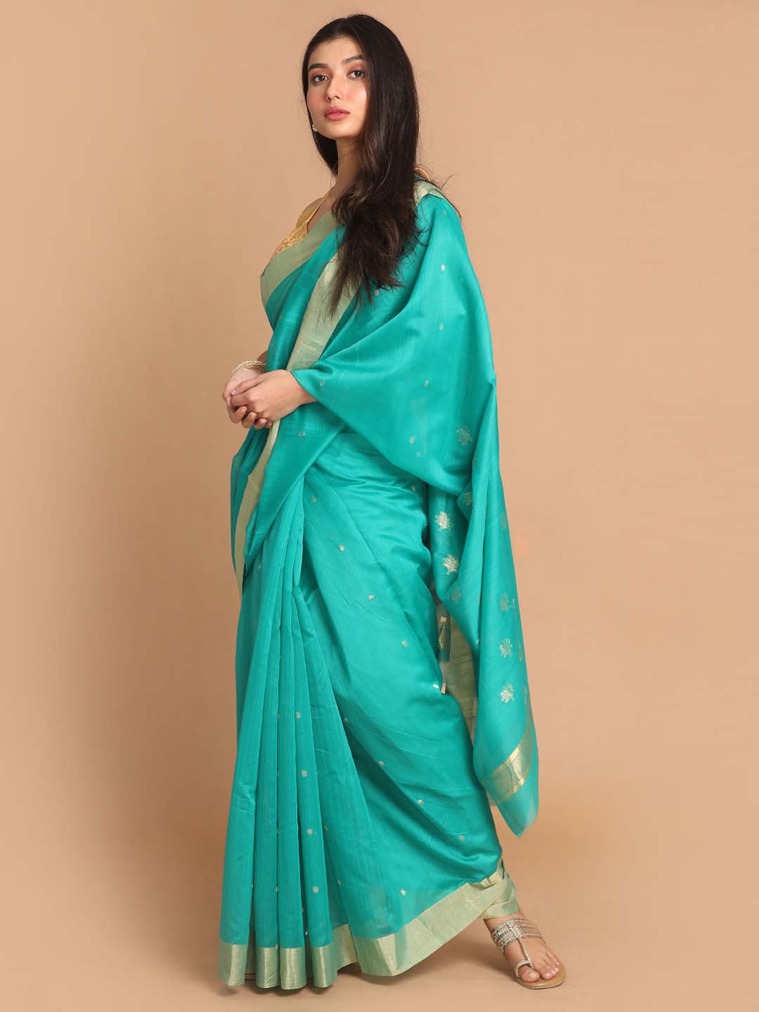 Indethnic Chanderi Handloom Silk Cotton Saree - View 2