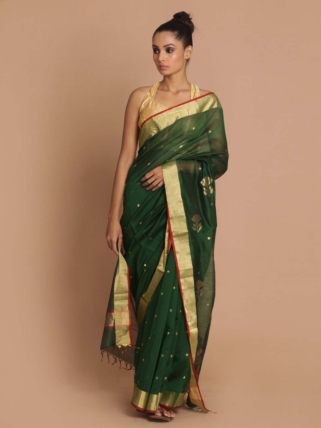 Indethnic Chanderi Handloom Silk Cotton Saree - View 1