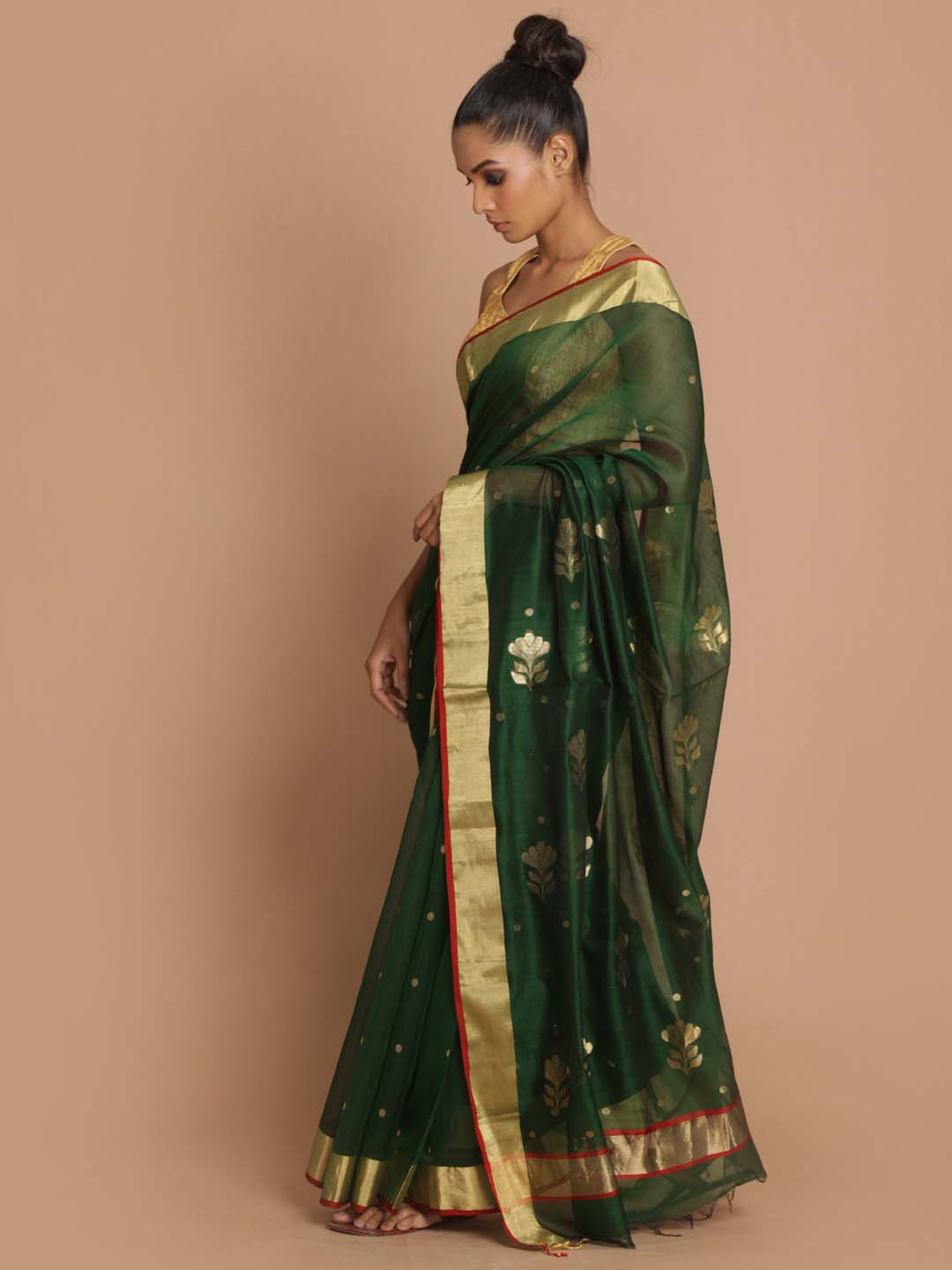 Indethnic Chanderi Handloom Silk Cotton Saree - View 2