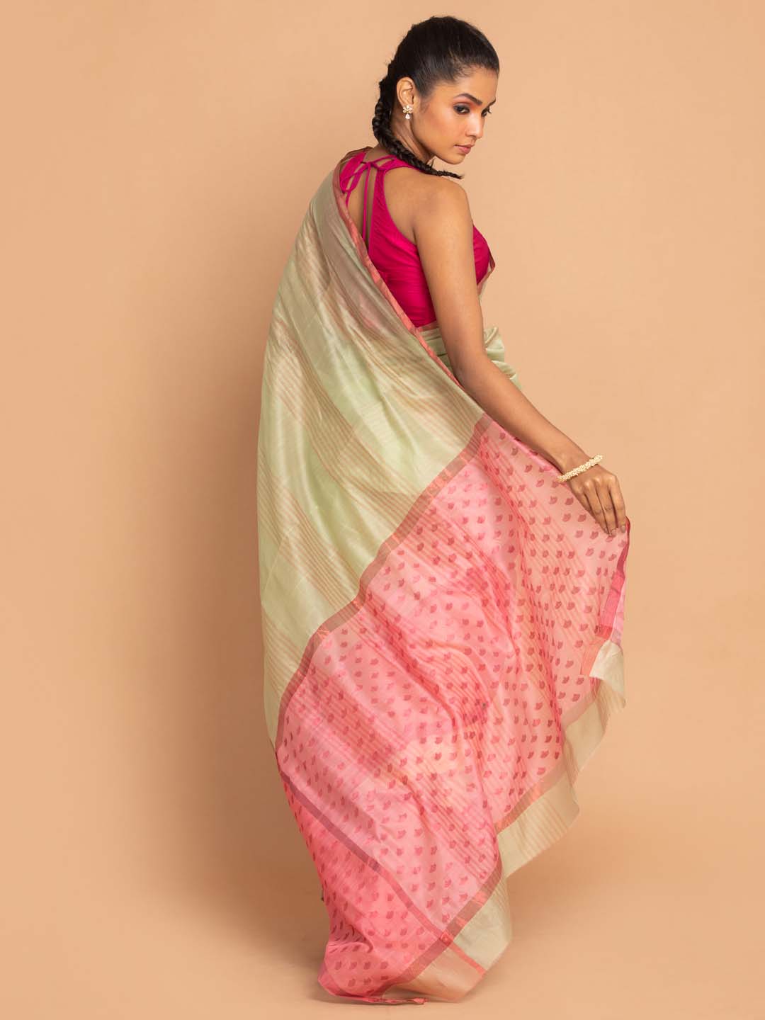 Indethnic Chanderi Handloom Silk Cotton Saree - View 3