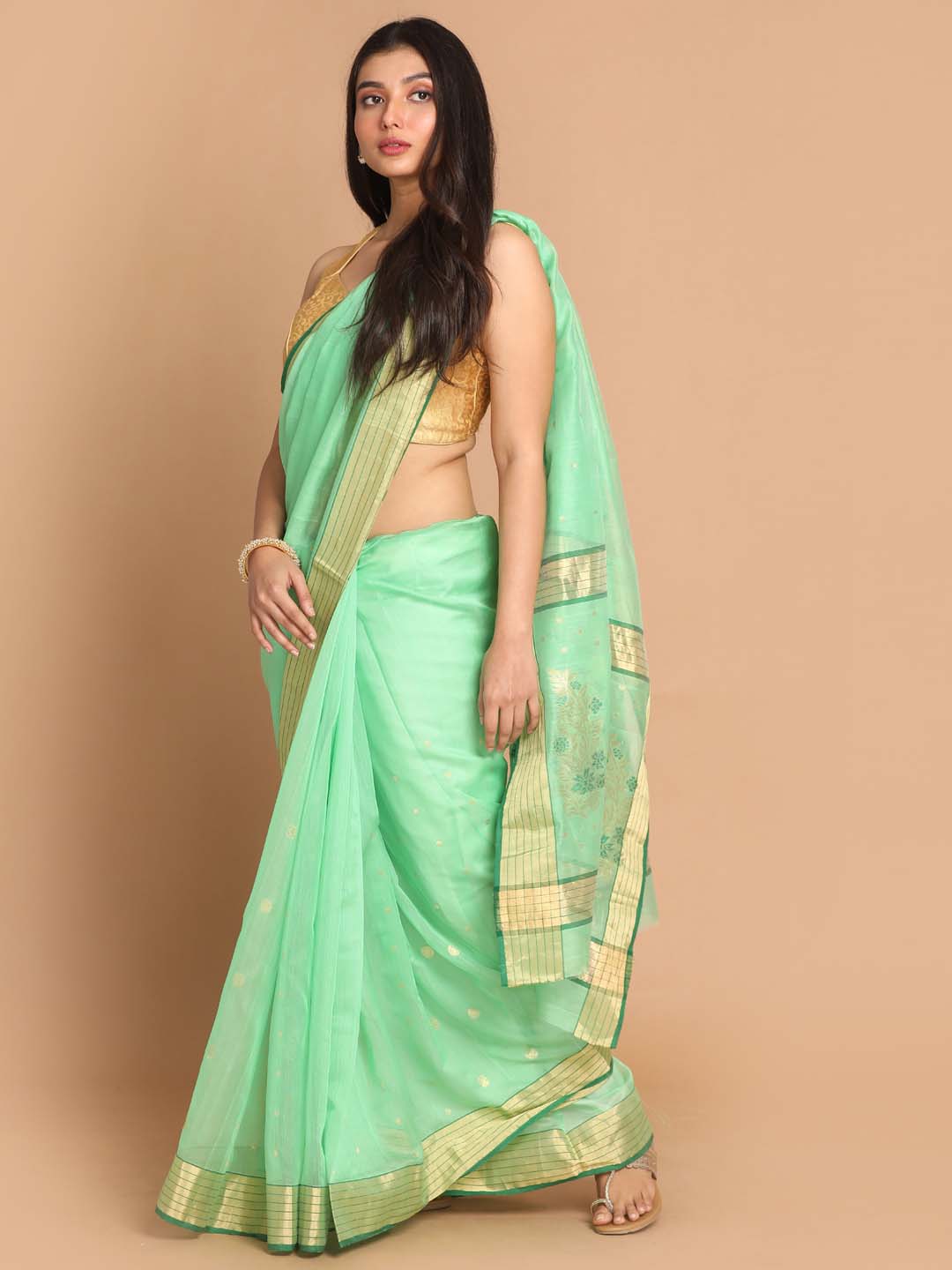 Indethnic Chanderi Handloom Silk Cotton Saree - View 2