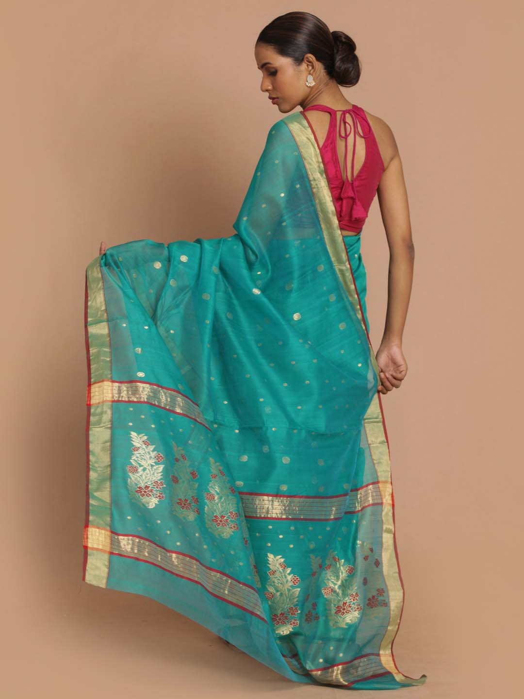 Indethnic Chanderi Handloom Silk Cotton Saree - View 3