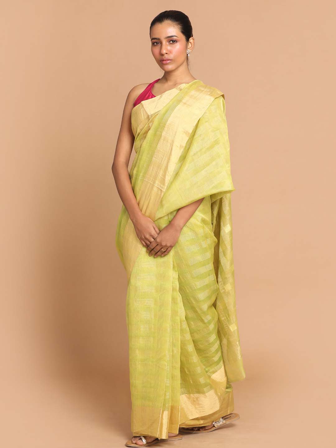 Indethnic Chanderi Handloom Silk Cotton Saree - View 2