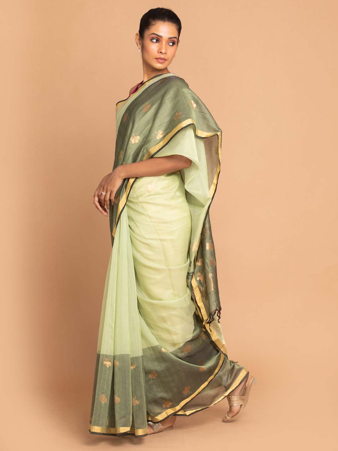 Indethnic Chanderi Handloom Silk Cotton Saree - View 2