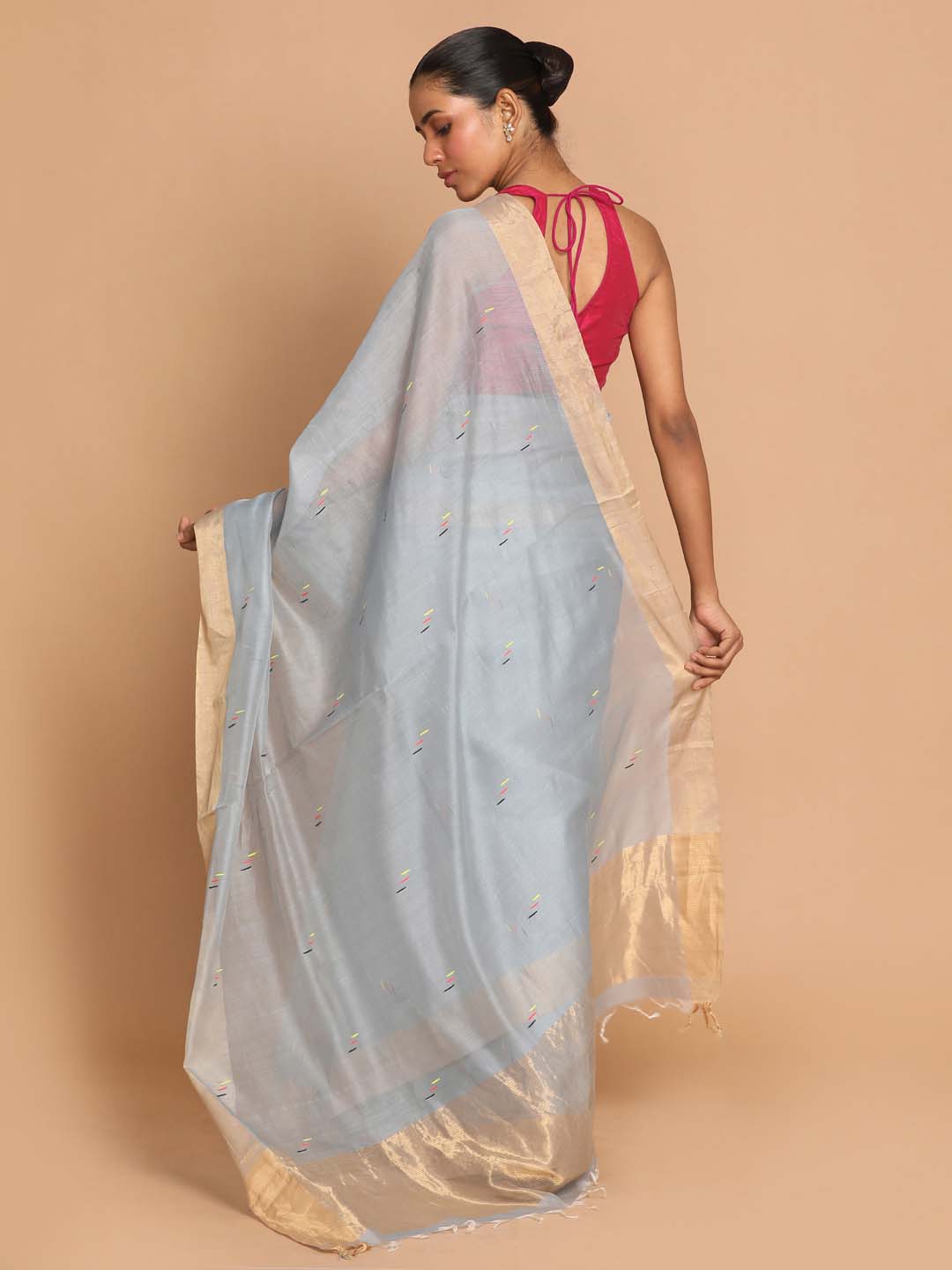 Indethnic Chanderi Handloom Silk Cotton Saree - View 3