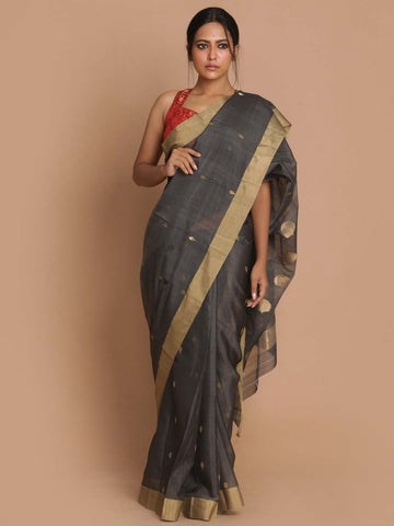 STARDUST ON GREY (CHANDERI SILK COTTON SAREE)