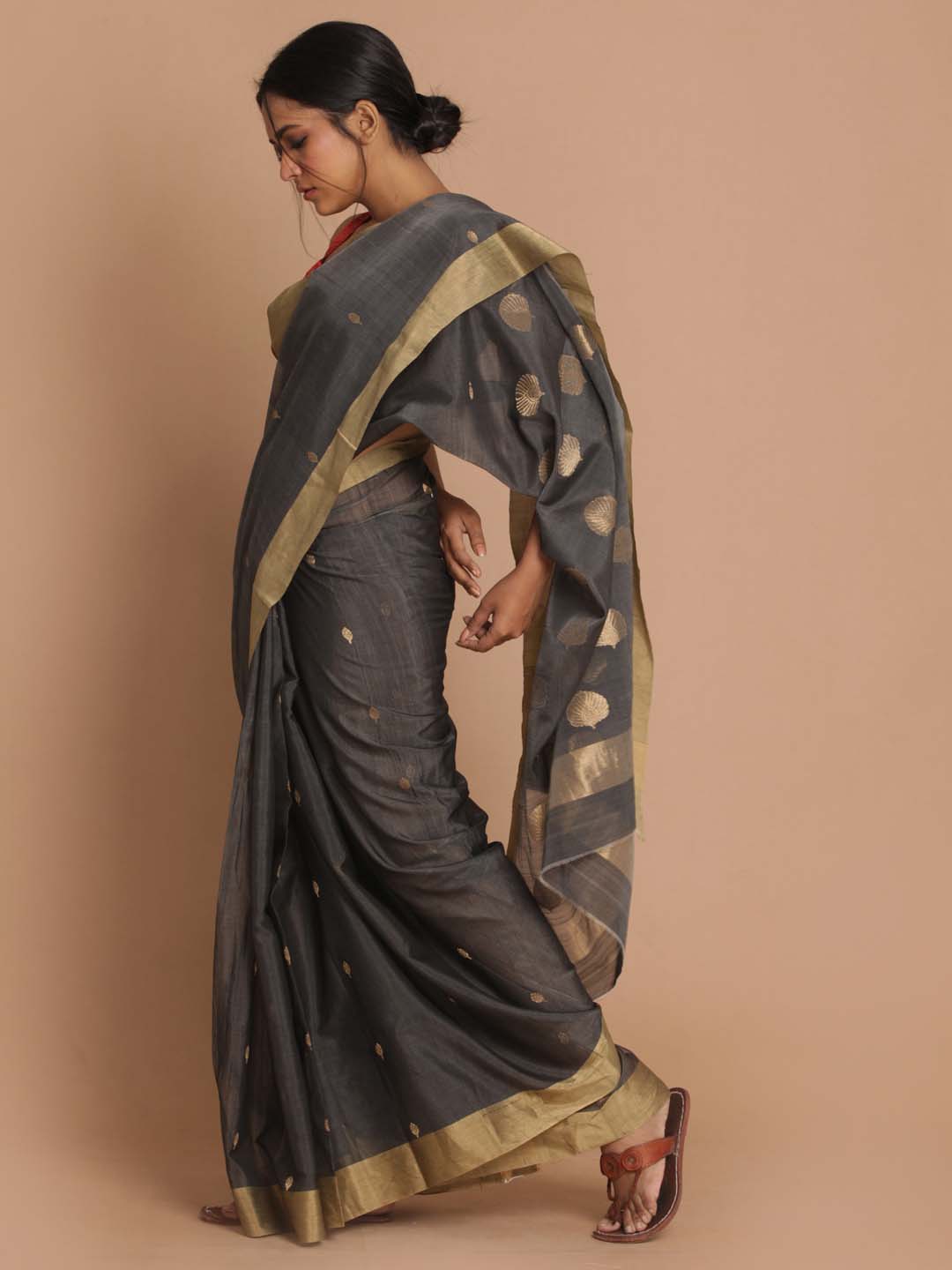 Indethnic Chanderi Handloom Silk Cotton Saree - View 2