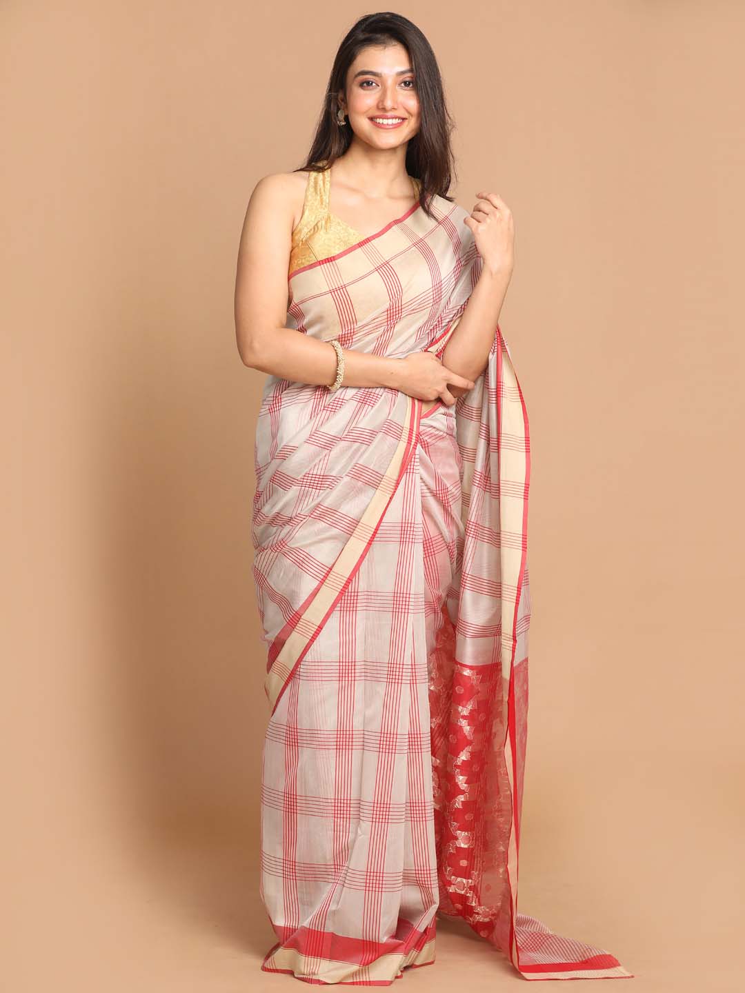 Indethnic Chanderi Handloom Silk Cotton Saree - View 1