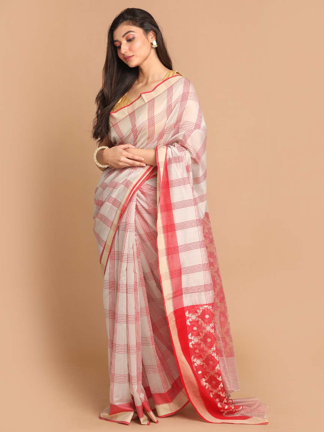 Indethnic Chanderi Handloom Silk Cotton Saree - View 2